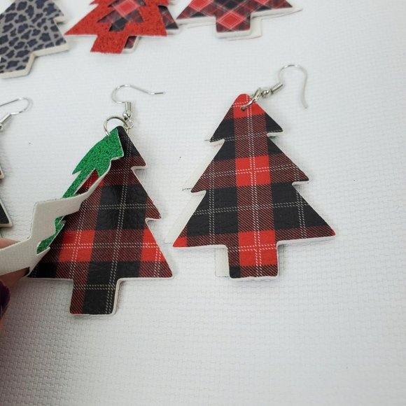Christmas Tree Festive Holiday Season Sparkly Earrings - Picture 3 of 5
